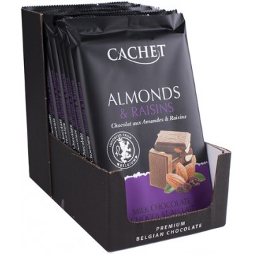 Премиум шоколад Cachet 32% Milk Chocolate with Almonds & Raisins, 300г