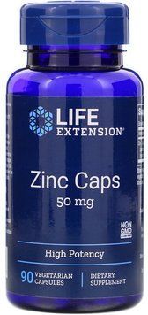 Life Extension Zinc Caps, High Potency, 50 mg, 90 Vegetarian Capsules (LEX18139) 687992 фото