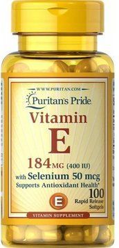 Puritan's Pride Vitamin E 400 IU with Selenium 50 mcg Вітамін Е з селеном 100 гелевих капсул 776636 фото
