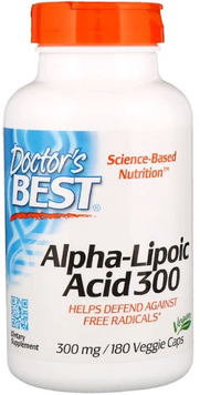 Doctor's Best, Alpha-Lipoic Acid, 300 mg, 180 Veggie Caps (DRB-00277) 624091 фото