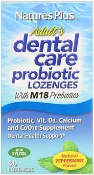 Nature's Plus, Adult's Dental Care Probiotic, Natural Peppermint Flavor, 60 Lozenges (NAP-04383) 631044 фото
