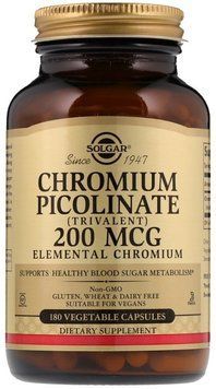 Solgar Chromium Picolinate, 200 mcg, 180 Vegetable Capsules (SOL-00867) 661686 фото