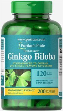 Puritan's Pride Ginkgo Biloba Standardized Extract 120 mg 200 caps Гинкго Билоба стандартизированный экстракт 519229 фото