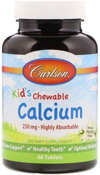 Carlson Labs Kid's Chewable Calcium 60 Tabs Vanilla Жевательный кальций для детей 552369 фото
