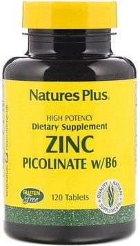 Nature's Plus, Zinc Picolinate w/B-6, 120 Tablets (NTP3625) 631579 фото