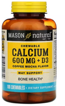 Mason Natural Calcium + D3 Кальций + D3 вкус кофе и мокко 100 жевательных таблеток 1118668 фото
