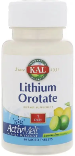 KAL Lithium Orotate 5 mg Оротат літію зі смаком лимона та лайма 90 таблеток 926917 фото
