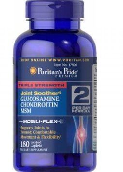 Puritan's Pride Triple Strength Glucosamine, Chondroitin & MSM Joint Soother 180 caps 386522 фото