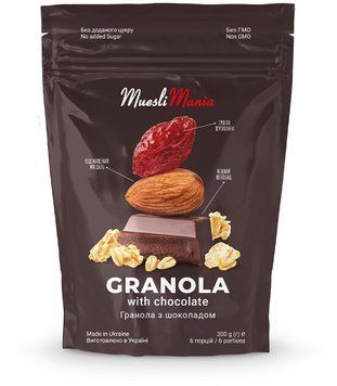 Гранола Muesli Mania Granola with chocolate з шоколадом 300 г (4820220140920) 1044599 фото