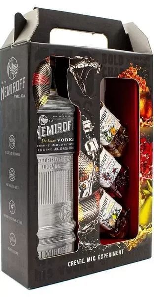 Водка Nemiroff De Luxe 0.7 л + настойки в ассортименте 3х50 мл, подарочный бокс (NMF4820181428570) 1146777 фото