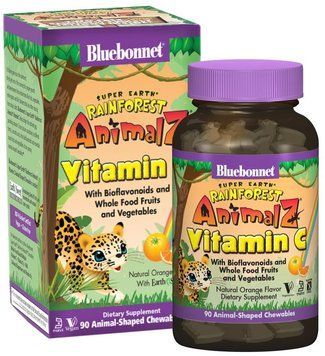 Bluebonnet Nutrition Vitamin C, Rainforest Animalz, Natural Orange Flavor, 90 Animal-Shaped Chewables (BLB0192) 659819 фото