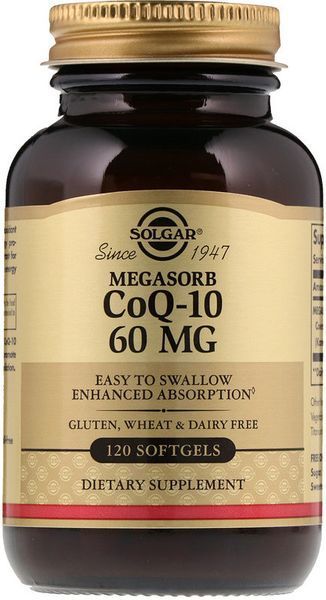 Solgar CoQ-10 Megasorb Солгар Коэнзим Q10 Мегасорб (CoQ-10) 60 mg 120 капсул 496809 фото