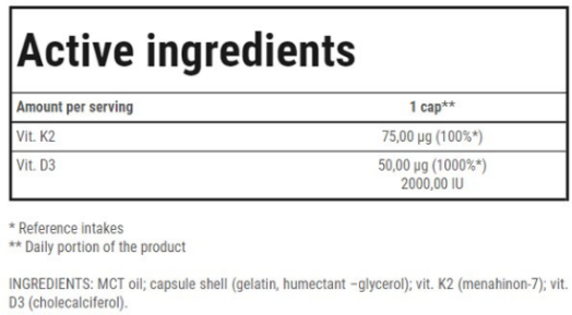 Trec Nutrition Vitamin D3+K2 (MK-7) 60 caps / 60 servings 1086931 фото
