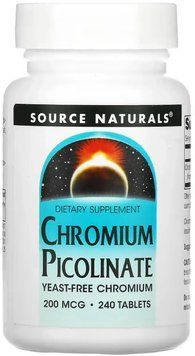 Source Naturals Chromium Picolinate 200 mcg, Yeast Free - 240 Tablets 1452274 фото