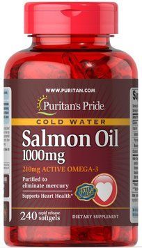 Puritan's Pride Omega-3 Salmon Oil 1000 mg 240 caps 443214 фото