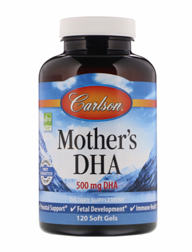 Carlson Labs Mother's DHA, 500 mg, 120 Soft Gels (CAR-01561) 659874 фото