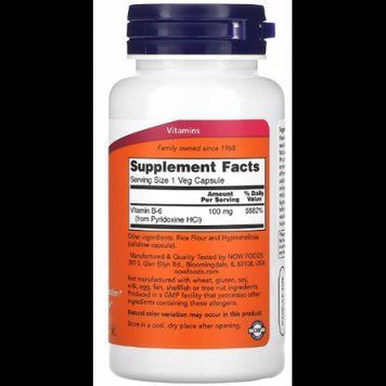 Now Foods Vitamin B-6 100 mg 100 caps 416713 фото