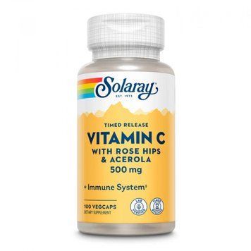 Solaray Vitamin C with Rose Hips & Acerola, Timed Release 500mg - 100 vcaps 1472037 фото