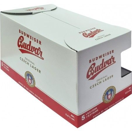 Подарунковий набір пива Budweiser Budvar Original Czech Lager 5% 5х0.5 л + келих 0.3 л (8594403706376) 1315313 фото