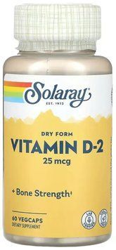 Solaray Vitamin D-2 25 mcg - 60 Veg Capsules 1452624 фото