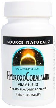 Source Naturals Hydroxocobalamin Vitamin B12 1 mg Гидроксокобаламин Витамин B12 вкус вишни 120 таблеток 893760 фото