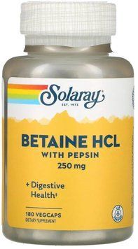 Solaray Betaine HCl 250mg - 180 Veg Capsules 1452878 фото