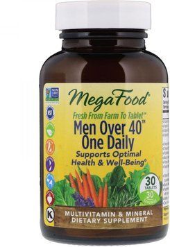 MegaFood Men Over 40 One Daily Iron Free Formula 30 Tabs Мультівітаміни для чоловіків 552253 фото