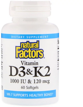 Natural Factors Vitamin D3 & K2 60 Softgels (NFS-01292) 590289 фото