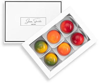 Цукерки шоколадні з начинкою Laviva Chocolate Fruits Box of 6 bonbons Fruits 90 г (UA-0005) 1381033 фото