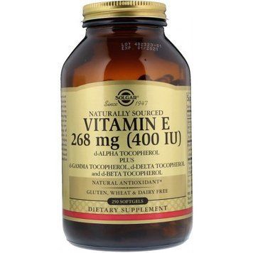 Solgar Naturally Sourced Vitamin E, 268 mg (400 IU), 250 Softgels (SOL03542) 648603 фото