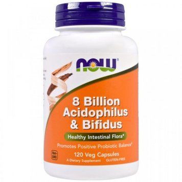 NOW Foods Acidophilus & Bifidus 8 billion 120 veg caps (Прибуток) 413120 фото