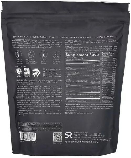 Протеїн Sport Research Whey Protein Isolate - 1030g Chocolate 1457488 фото