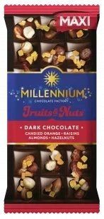 Шоколад Millennium Fruits&Nuts чёрный с миндалем, фундуком, цукатами, изюмом 140 г (4820075508005) 1175490 фото