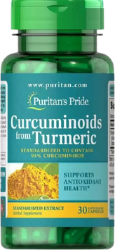 Puritan's Pride Curcuminoids from Turmeric 500 mg куркуміноїди з куркуми 30 капсул 774767 фото