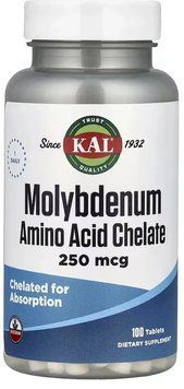 KAL Molybdenum Amino Acid Chelate 250 mcg - 100 tablets 1461280 фото