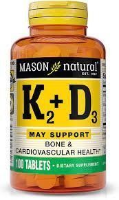 Mason Natural Vitamin K2 100 mcg Plus Vitamin D3 Витамины К2 и Д3 100 таблеток 937178 фото