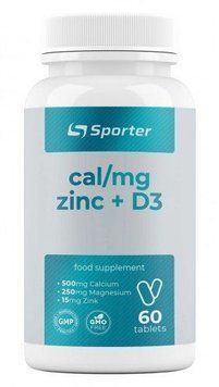 Sporter Calcium + Magnesium + Zinc + D3 Кальций, Магний, Цинк D3 60 таблеток 879373 фото