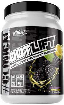 Предтренировочный комплекс Nutrex Outlift 500g / 20 servings / Blackberry Lemonade 1032668 фото