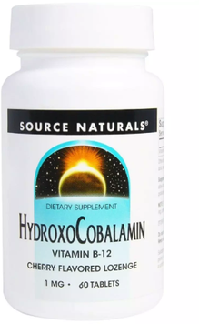 Source Naturals Hydroxocobalamin Vitamin B12 1 mg Гидроксокобаламин Витамин B12 вкус вишни 60 таблеток 893761 фото