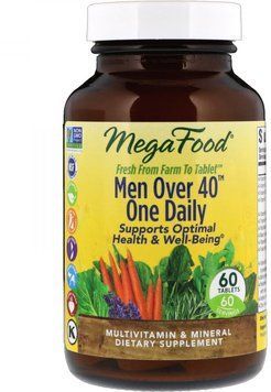 MegaFood Men Over 40 One Daily Iron Free Formula 60 Tabs Мультівітаміни для чоловіків 552254 фото