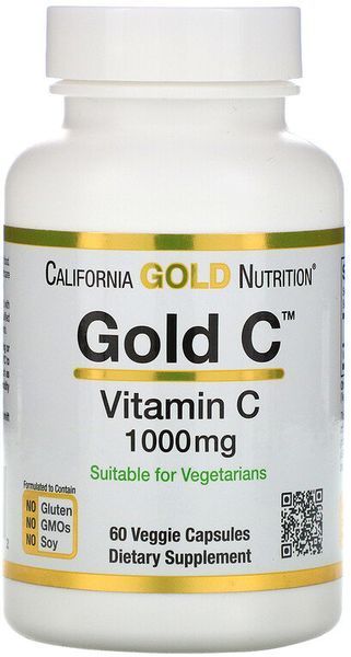 California Gold Nutrition Gold C, Vitamin C, 1,000 mg, 60 Veggie Capsules 653663 фото