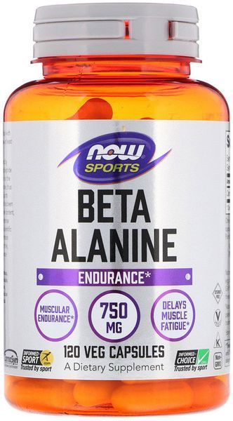 Now Foods Sports, Beta-Alanine, Endurance, 750 mg, 120 Veg Capsules 634650 фото