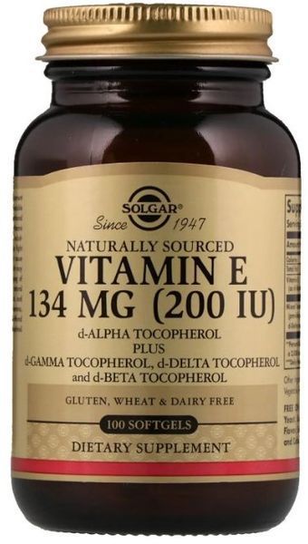 Solgar Vitamin E 200 IU Mixed Tocopherols Softgel 100 caps 466166 фото