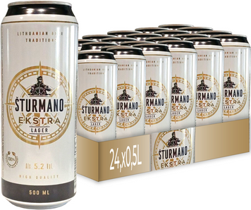 Упаковка пива Sturmano Ekstra светлое 5.2% 24х0.5 л (4770075450029) 1345449 фото