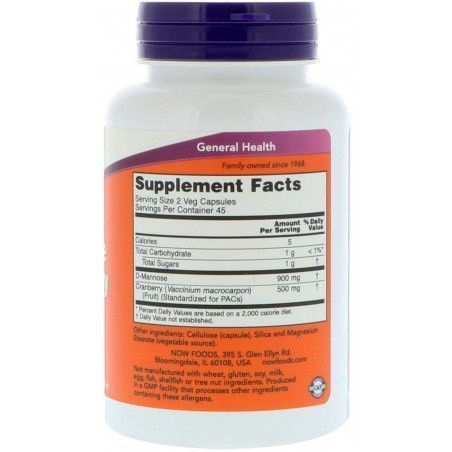 NOW Foods Mannose 90 Veg caps (журавлина) 417166 фото