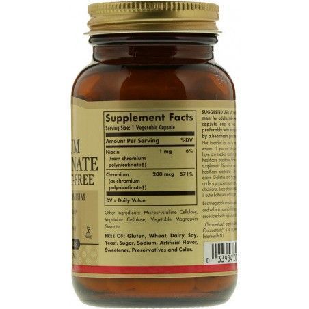 Solgar Chromium Polynicotinate 200 mcg 100 Vegetable Capsules 496814 фото