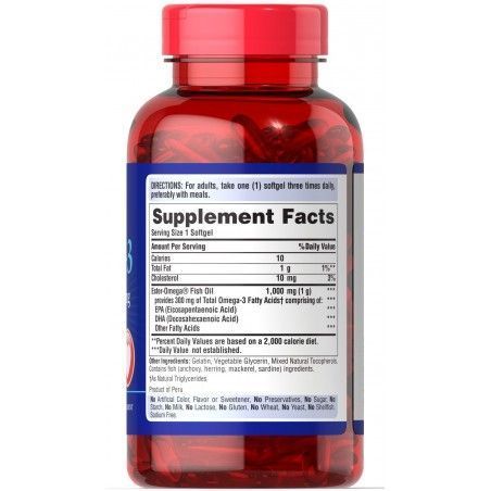 Puritan's Pride Omega-3 Fish Oil 1000 mg 250 caps 384196 фото