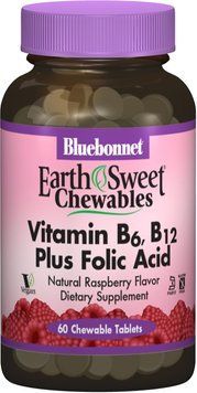 Bluebonnet Nutrition Vitamin В6, B12 + Folic Acid, Natural Raspberry Flavor, 60 Chewable Tablets (BLB0445) 659832 фото