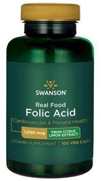 Swanson Real Food Folic Acid, 1000 mcg, 100 Veggi Capsules (SWA-21041) 655562 фото