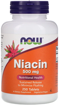 Now Foods Niacin Витамин В3 Ниацин 500 мг 250 таблеток 1045215 фото